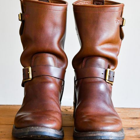 View photo of Role Club Engineer Boots in Dark Olive Steerhide