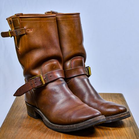 View photo of Role Club Engineer Boots in Dark Olive Steerhide