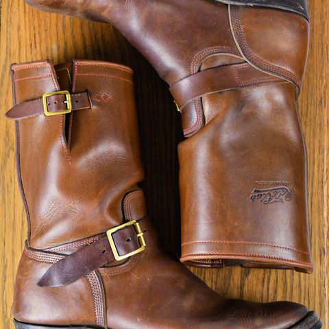 View photo of Role Club Engineer Boots in Dark Olive Steerhide