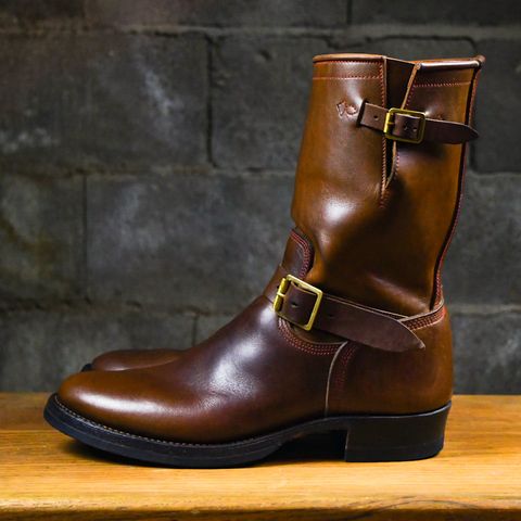 Role Club Engineer Boots in Dark Olive Steerhide