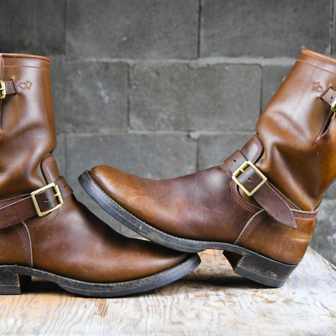 Role Club Engineer Boots in Dark Olive Steerhide