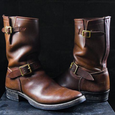 Role Club Engineer Boots in Dark Olive Steerhide