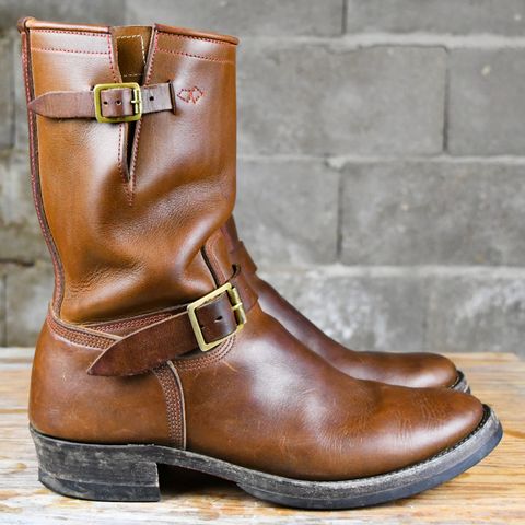 Role Club Engineer Boots in Dark Olive Steerhide