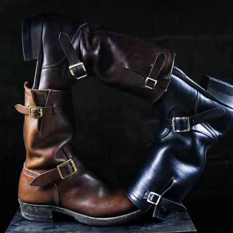 Role Club Engineer Boots in Dark Olive Steerhide