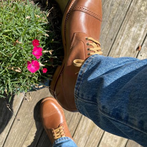 Flame Panda Brogue Cap Toe Service Boot in Maryam Natural Horsebutt