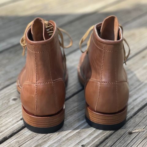 Flame Panda Brogue Cap Toe Service Boot in Maryam Natural Horsebutt