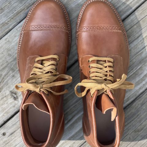 Flame Panda Brogue Cap Toe Service Boot in Maryam Natural Horsebutt