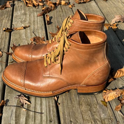 Flame Panda Brogue Cap Toe Service Boot in Maryam Natural Horsebutt