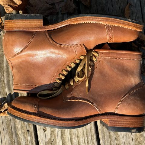 Flame Panda Brogue Cap Toe Service Boot in Maryam Natural Horsebutt