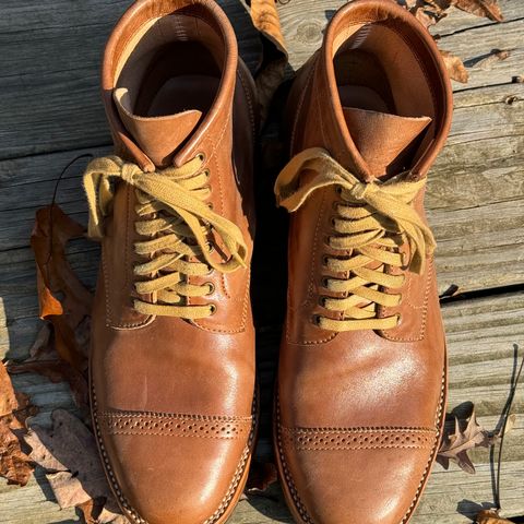 Flame Panda Brogue Cap Toe Service Boot in Maryam Natural Horsebutt