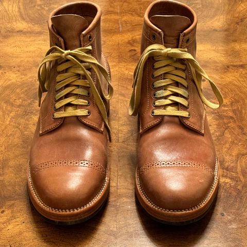 Flame Panda Brogue Cap Toe Service Boot in Maryam Natural Horsebutt