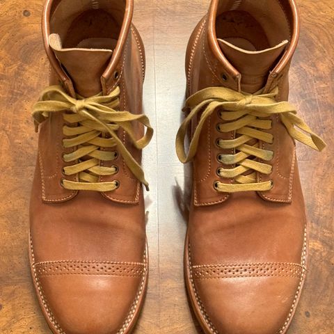 Flame Panda Brogue Cap Toe Service Boot in Maryam Natural Horsebutt