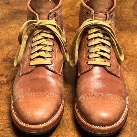Flame Panda Brogue Cap Toe Service Boot in Maryam Natural Horsebutt