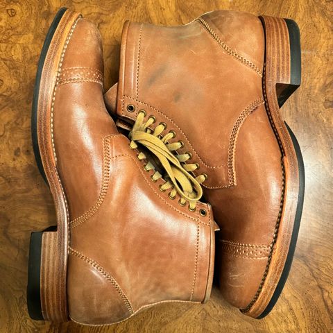 Flame Panda Brogue Cap Toe Service Boot in Maryam Natural Horsebutt