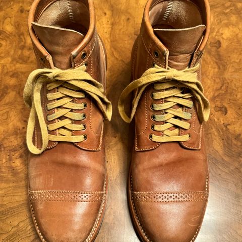Flame Panda Brogue Cap Toe Service Boot in Maryam Natural Horsebutt
