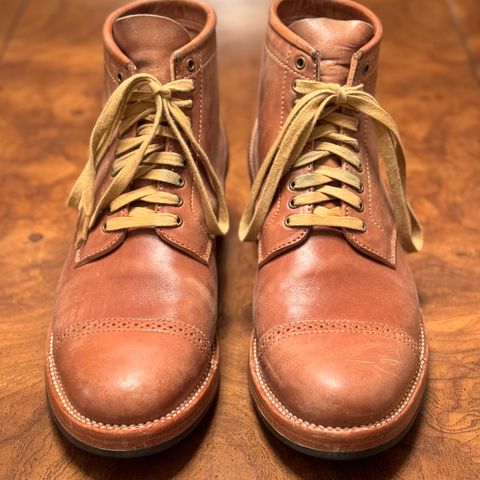 Flame Panda Brogue Cap Toe Service Boot in Maryam Natural Horsebutt