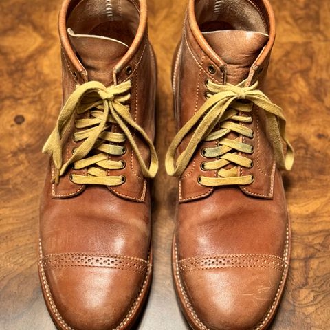 Flame Panda Brogue Cap Toe Service Boot in Maryam Natural Horsebutt