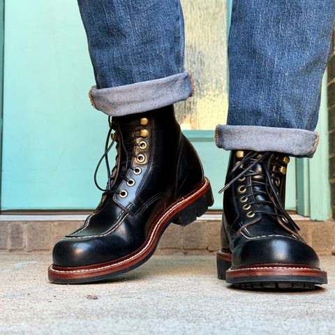 Grant Stone Brass Boot in Horween Black Chromexcel