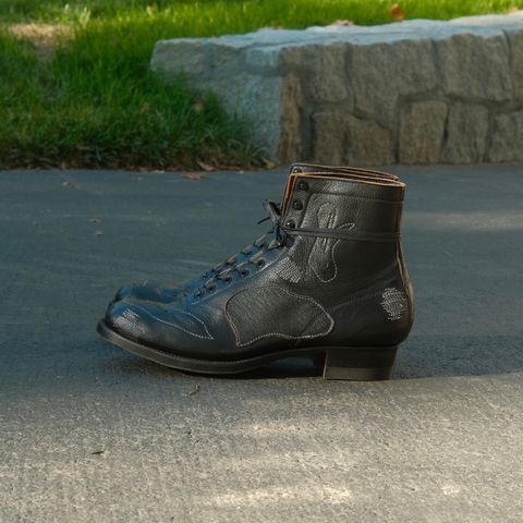 Clinch Milne Boots in DITWOL Patchwork Deerskin