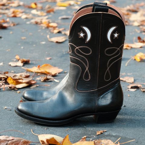 Clinch Cowboy Boots in Black Overdyed Horsebutt