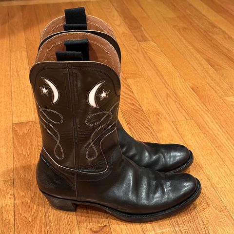Clinch Cowboy Boots in Black Overdyed Horsebutt