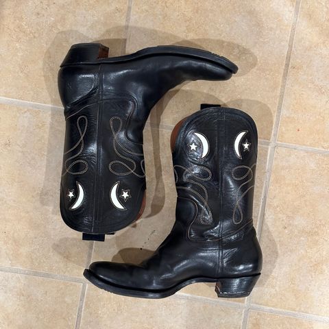Clinch Cowboy Boots in Black Overdyed Horsebutt