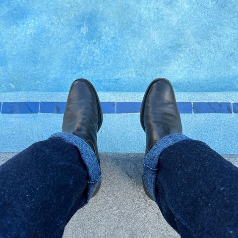 Clinch Cowboy Boots in Black Overdyed Horsebutt