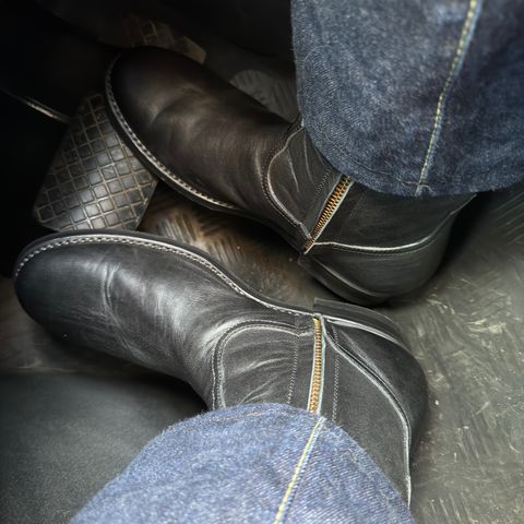 Addict Boots AB-05 Zip Western Boots in Black Dye-Finished Horsehide