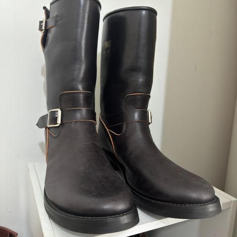 Addict Boots AB-01 Engineer Boots in Black Dye-Finished Horsehide