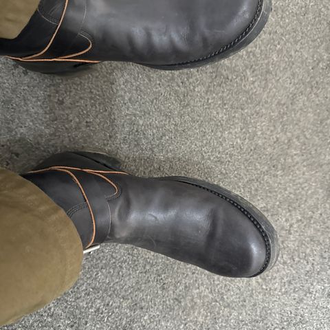 View photo of Addict Boots AB-01 Engineer Boots in Black Dye-Finished Horsehide