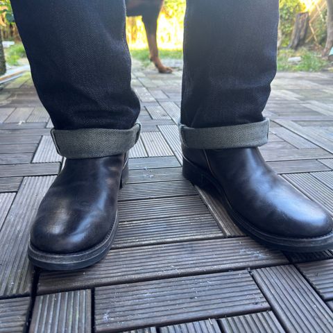 Addict Boots AB-01 Engineer Boots in Black Dye-Finished Horsehide