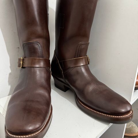 View photo of Clinch Engineer Boots 11-Inch Height in Brown-Overdyed Horsebutt