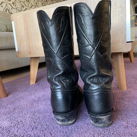 View photo of Lucchese Cowboy Boots in Black Kangaroo