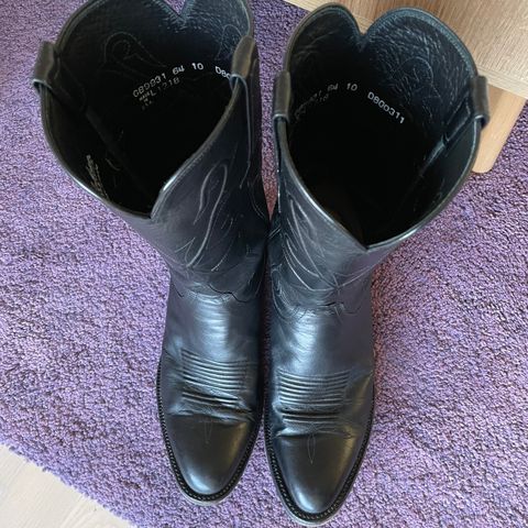 View photo of Lucchese Cowboy Boots in Black Kangaroo