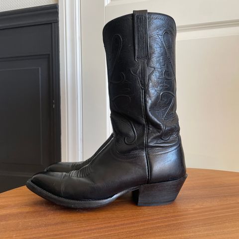 View photo of Lucchese Cowboy Boots in Black Kangaroo