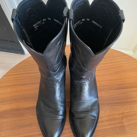 View photo of Lucchese Cowboy Boots in Black Kangaroo