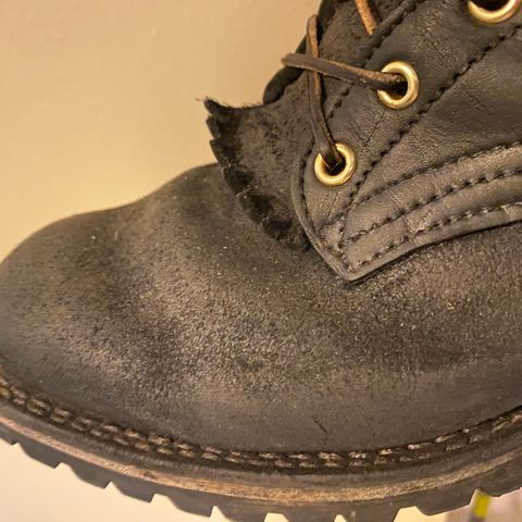 View photo of Frank's Boots The Patriot in Black Roughout Work Leather