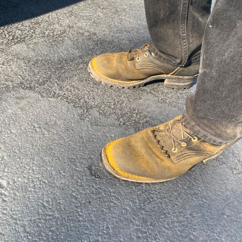 View photo of Frank's Boots The Patriot in Black Roughout Work Leather