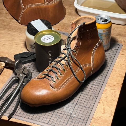 DIY Lace To Toe in Austrian Cow Leather, vegetable Tanned, (reversed) waxed flesh