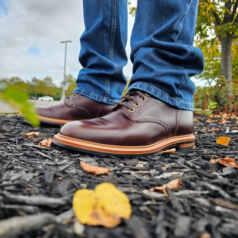 View photo of Grant Stone Diesel Boot in Horween Crimson Chromexcel