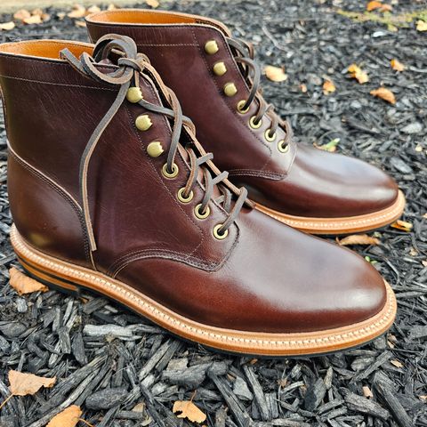 View photo of Grant Stone Diesel Boot in Horween Crimson Chromexcel