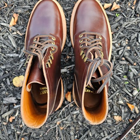 View photo of Grant Stone Diesel Boot in Horween Crimson Chromexcel