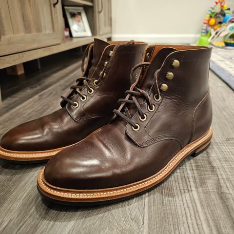 View photo of Grant Stone Diesel Boot in Horween Crimson Chromexcel