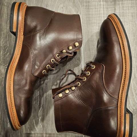 View photo of Grant Stone Diesel Boot in Horween Crimson Chromexcel