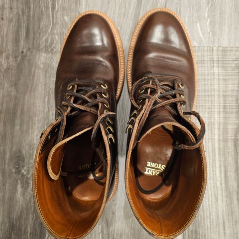 View photo of Grant Stone Diesel Boot in Horween Crimson Chromexcel