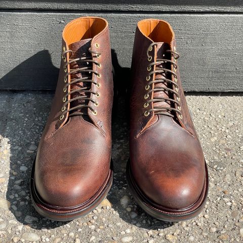 Viberg Wholecut Derby Boot in Horween Rowdy Dachshund