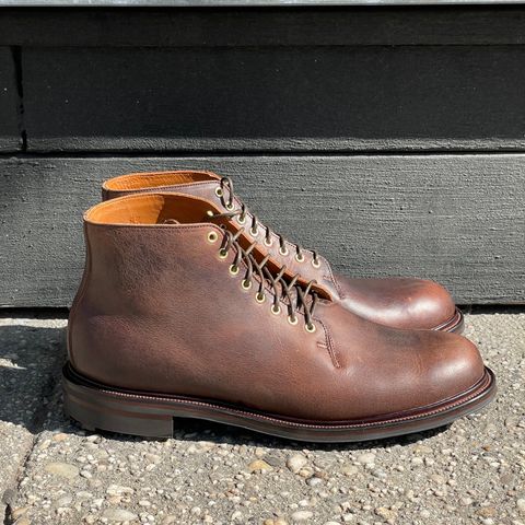 Viberg Wholecut Derby Boot in Horween Rowdy Dachshund