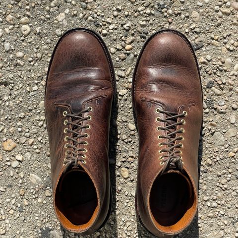 Viberg Wholecut Derby Boot in Horween Rowdy Dachshund