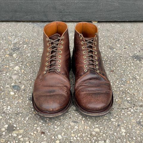 View photo of Viberg Wholecut Derby Boot in Horween Rowdy Dachshund