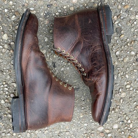 View photo of Viberg Wholecut Derby Boot in Horween Rowdy Dachshund